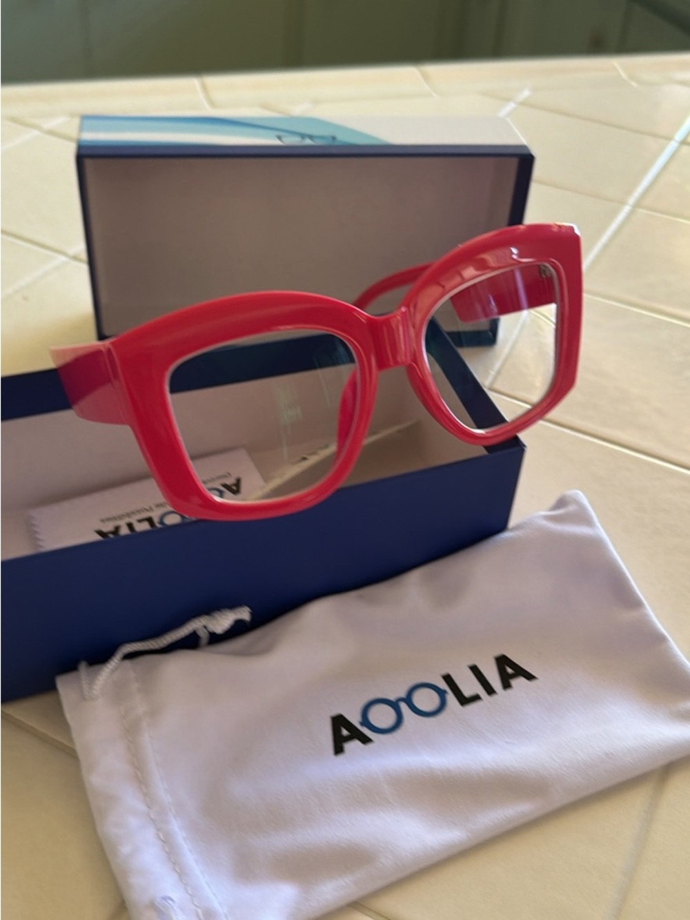 Aoolia Bold pink Square Optical Glasses - slight cat eye